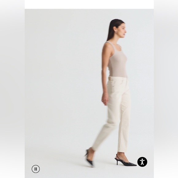 AG Jeans “ag-ed denim, ex-boyfriend slouchy slim” jeans in off-white, size 24. - Picture 2 of 12